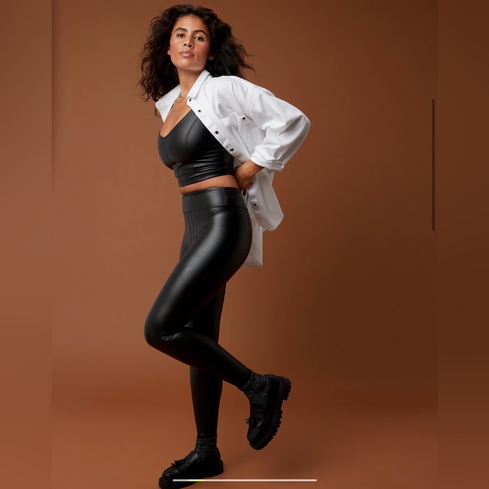 Offline by Aerie Faux Leather Black Women's Leggings